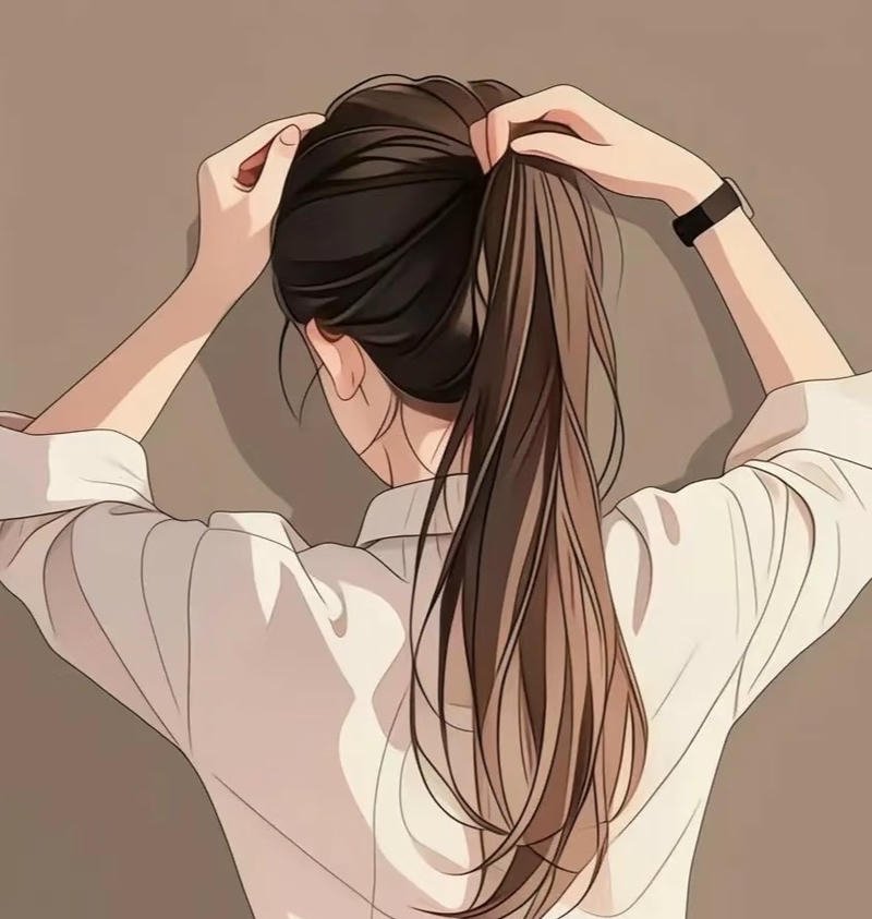 Hình anime nữ quay lưng giữa con đường vắng