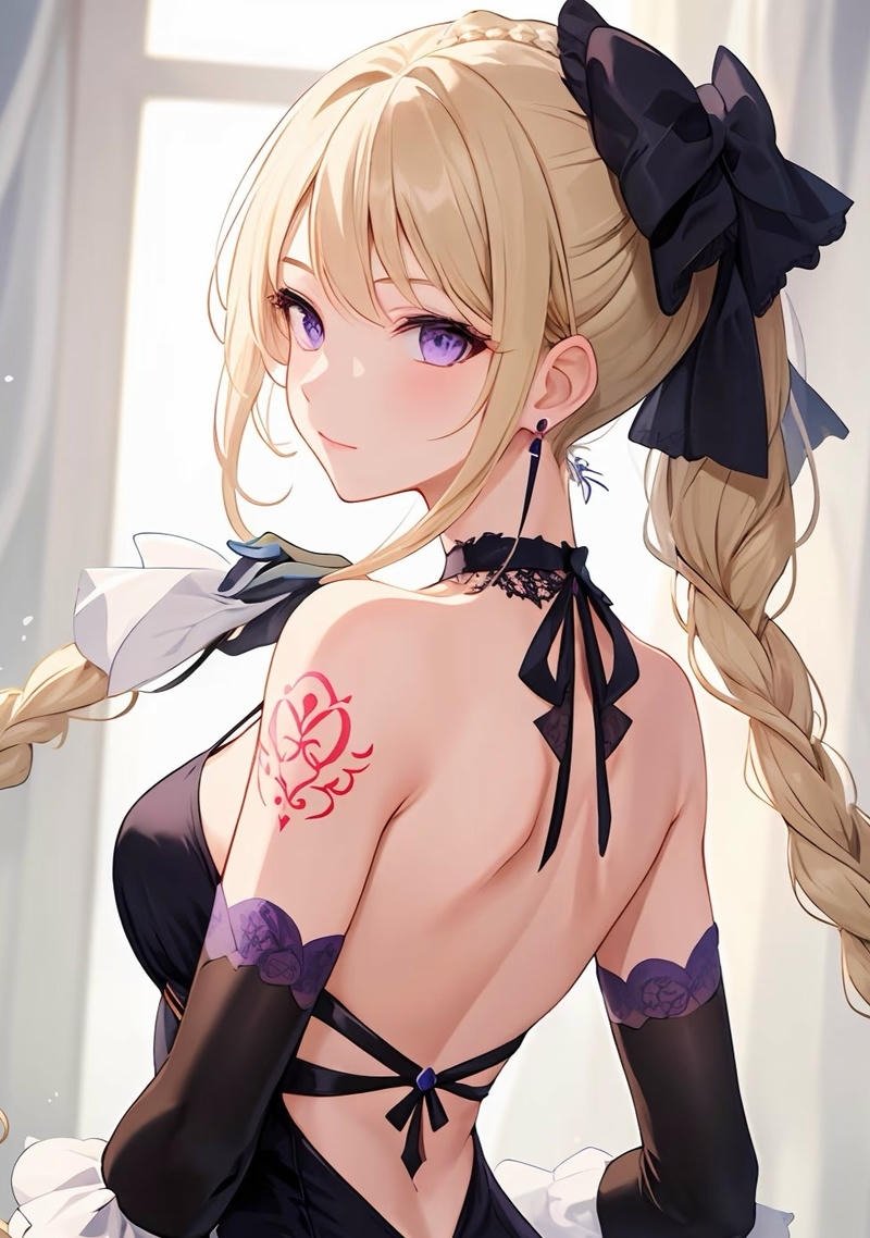 Hình anime nữ quay lưng giữa thành phố đêm