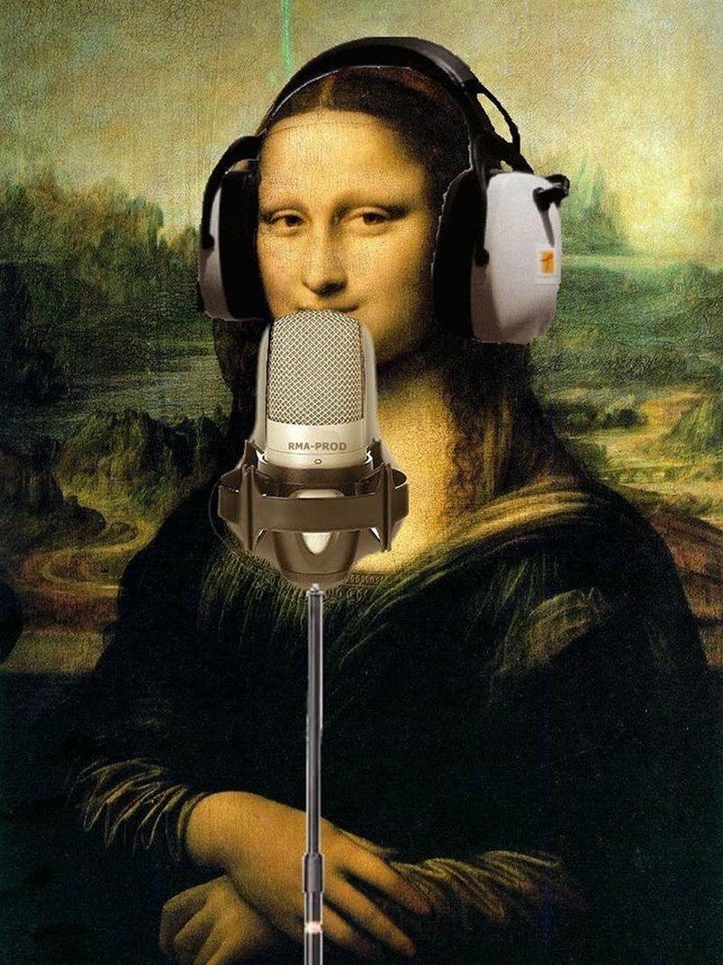 Hình chế meme Mona Lisa hát hò siêu lầy
