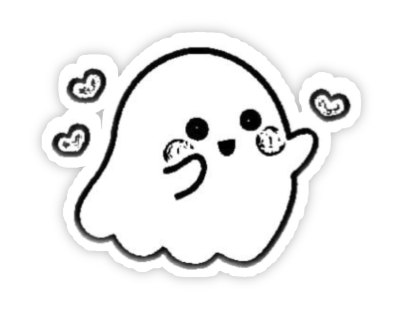 Hình cute hình sticker cute không màu trắng đen hình con ma