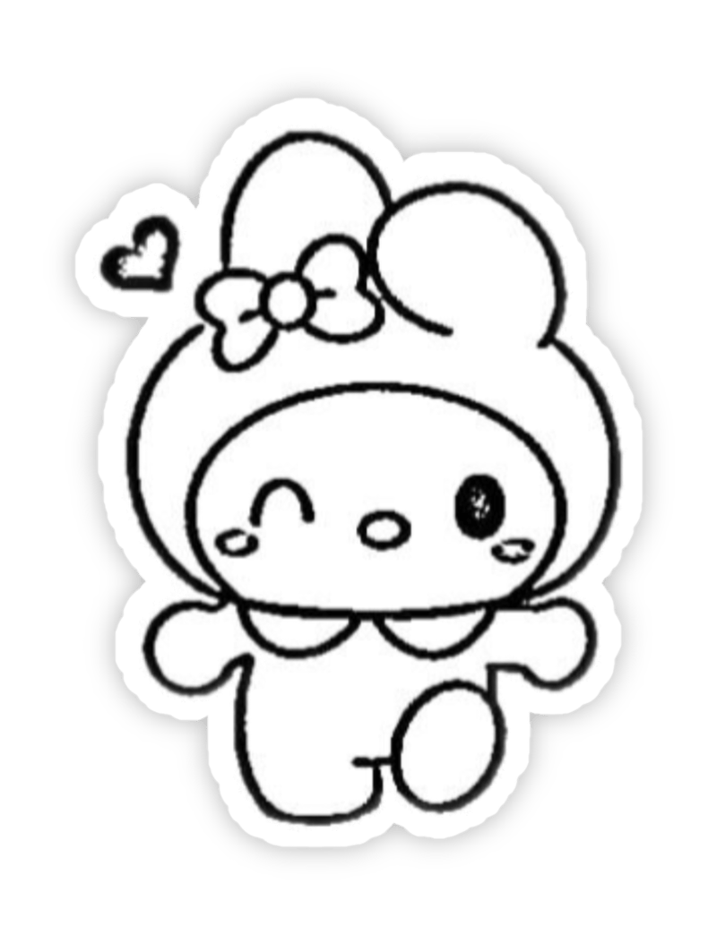 Hình sticker cute không màu thỏ xinh yêu