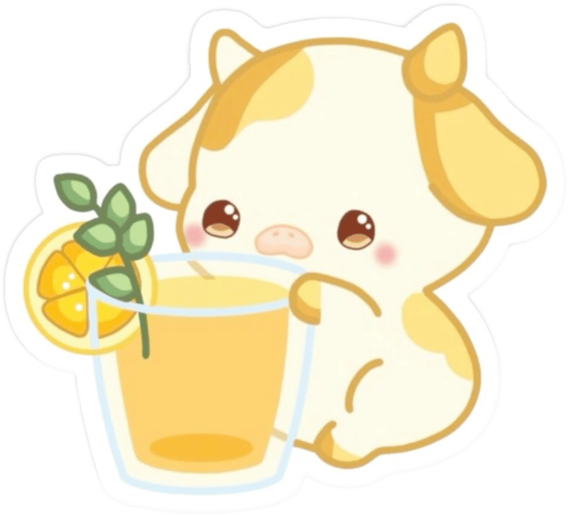 Hình sticker dán dễ thương con bò vàng