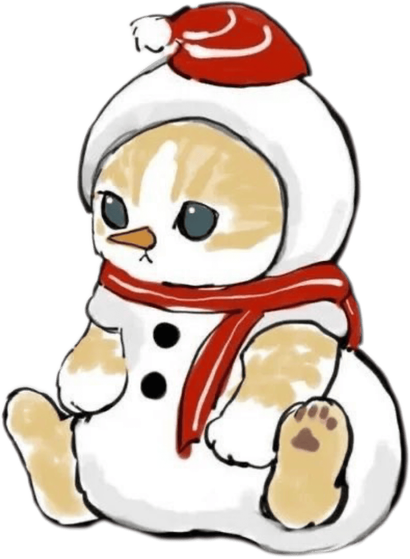 Hình sticker noel con mèo làm người tuyết