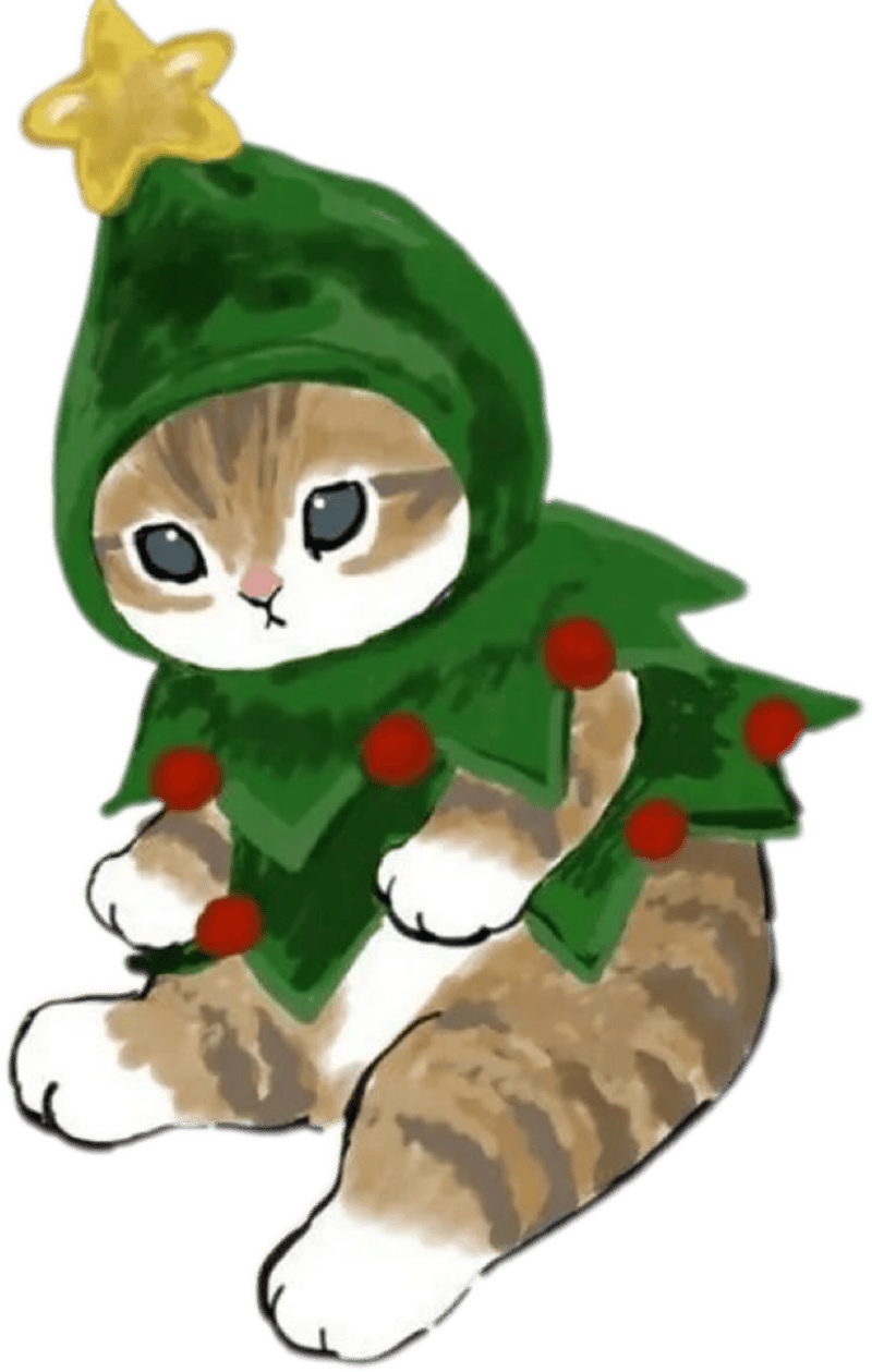 Hình sticker noel rực rỡ con mèo cute