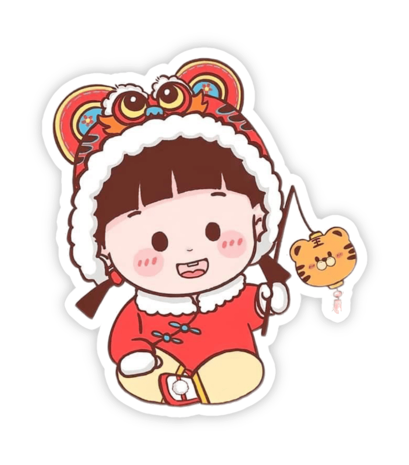 Hình sticker tết đáng yêu hoạt hình