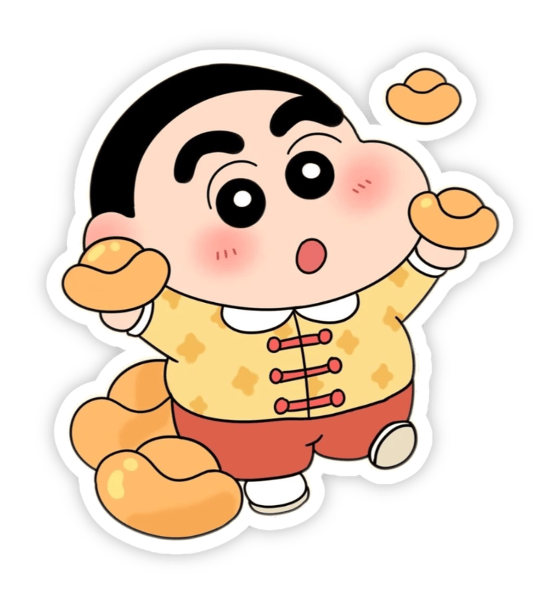 Hình tết làm sticker dễ thương nhiều vàng