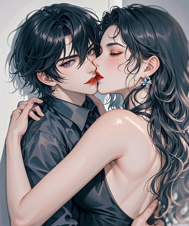 Khoảnh khắc anime hôn nhau đầy tình cảm