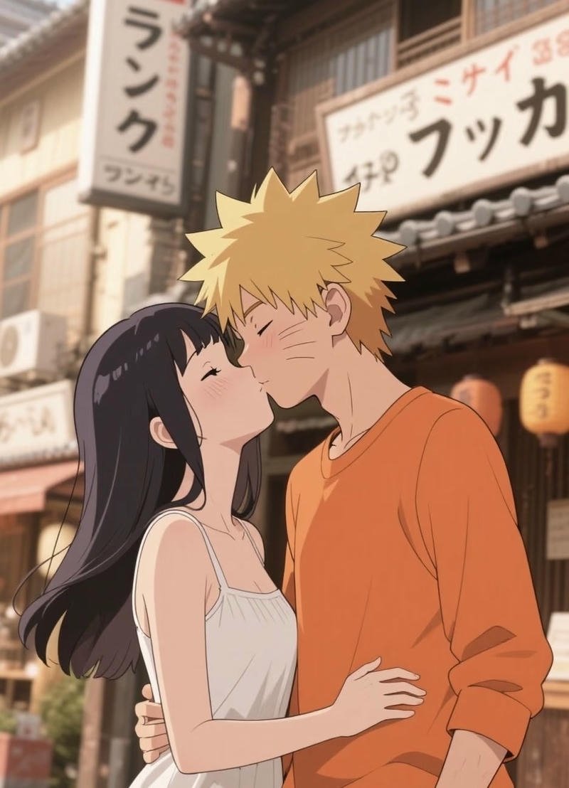 Khoảnh khắc anime hôn nhau dưới ánh hoàng hôn