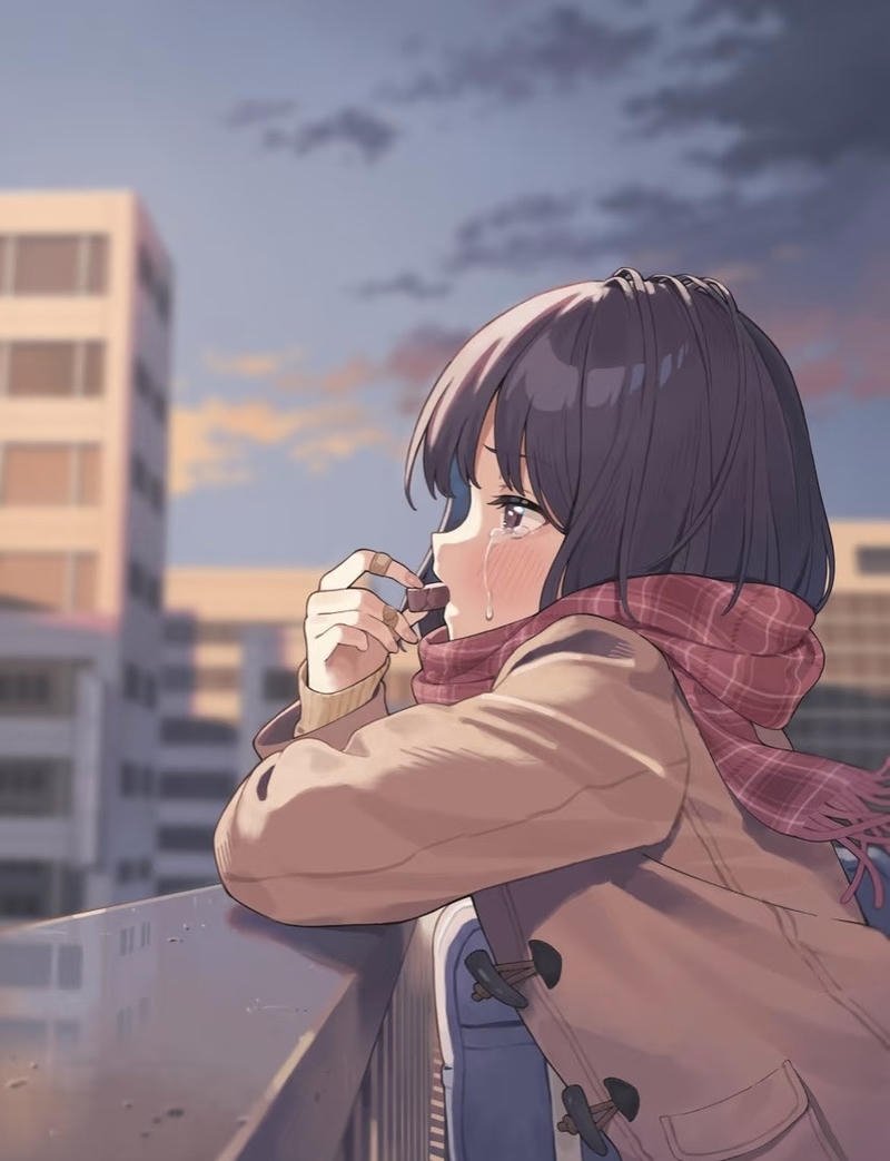 Khung cảnh anime nữ buồn mang bầu không khí tĩnh lặng