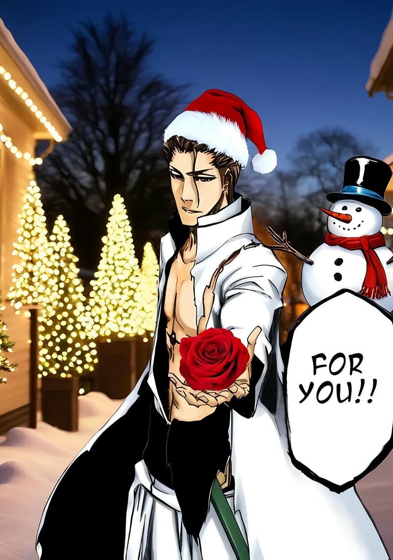 Meme Aizen ngây ngô tặng hoa