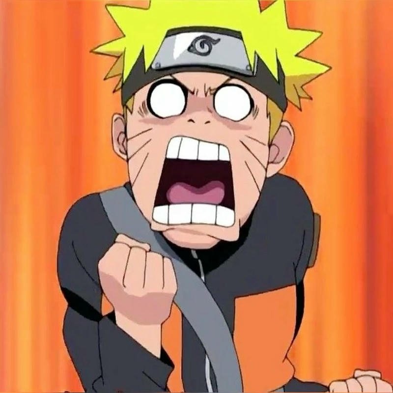 Meme Naruto gương mặt tức giận nhưng buồn cười
