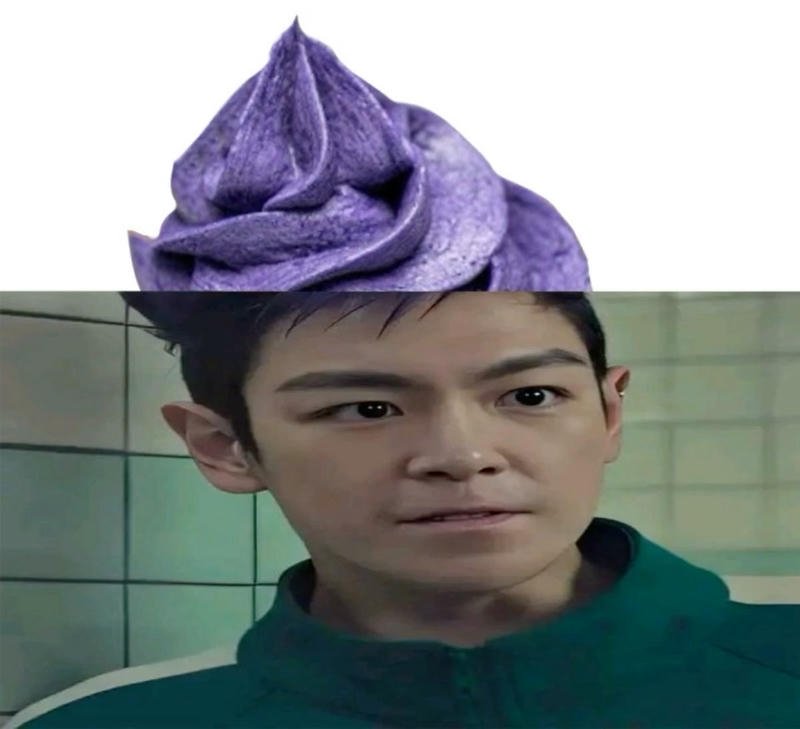 Meme Squid Game gương mặt tóc que kem