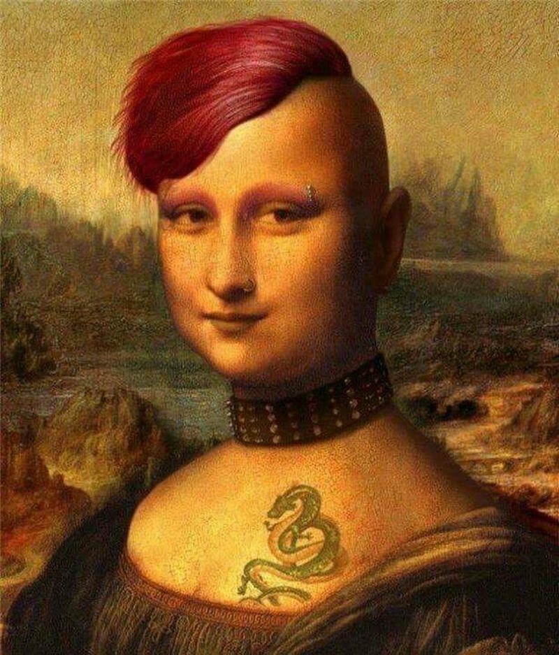 Mona Lisa gương mặt điềm tĩnh cực hài mái chéo meme