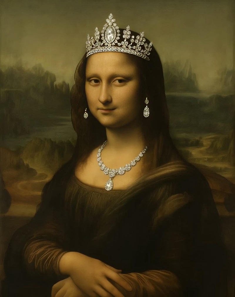 Mona Lisa meme ghép trang sức hài