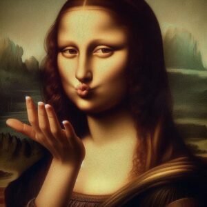 Mona Lisa meme thả nụ hôn gió hài