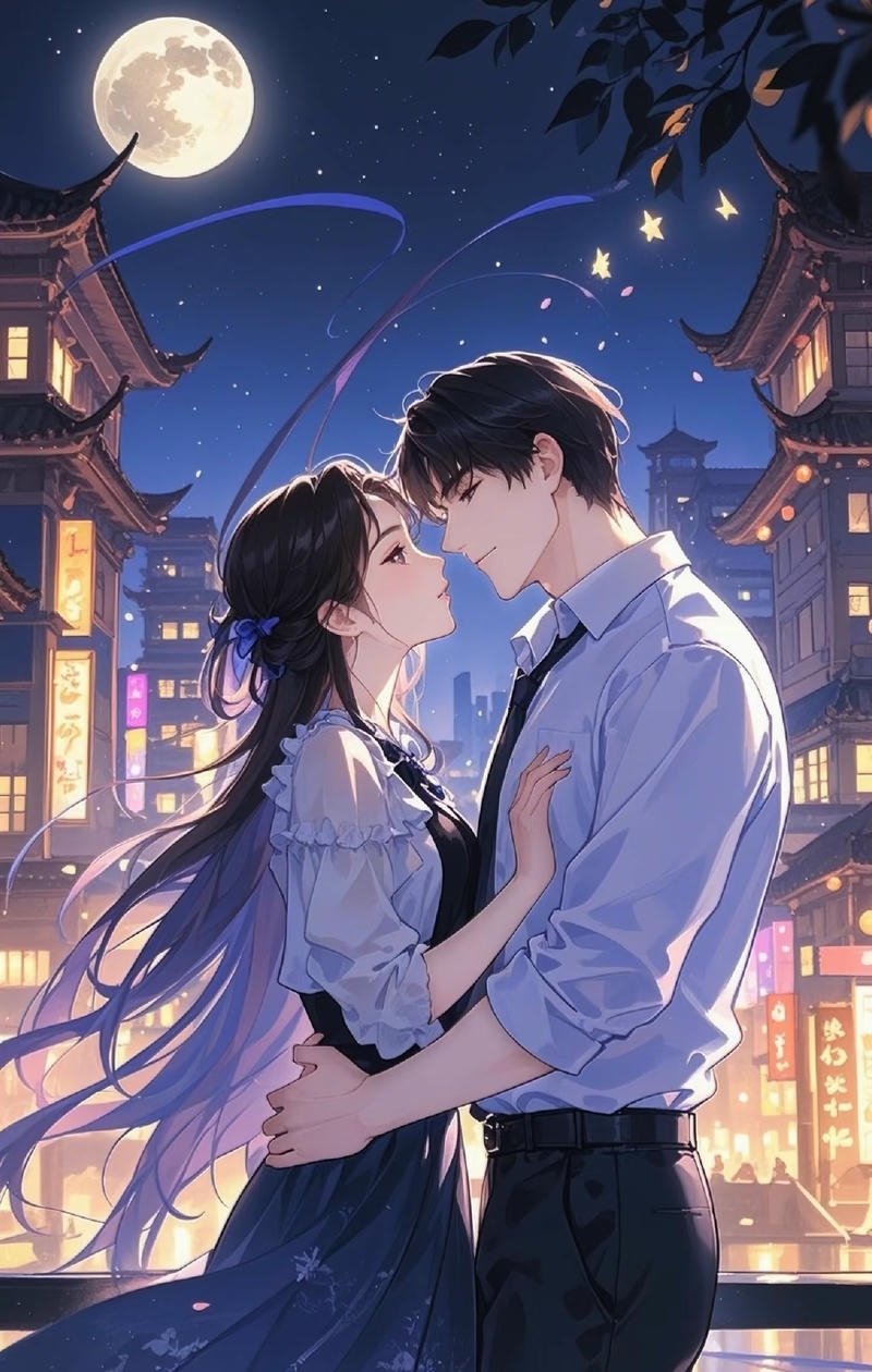 Nhân vật anime đôi nam nữ trong khung cảnh đẹp