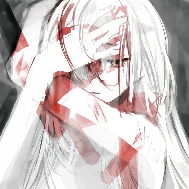 Nhân vật anime nữ buồn thể hiện sự lặng im