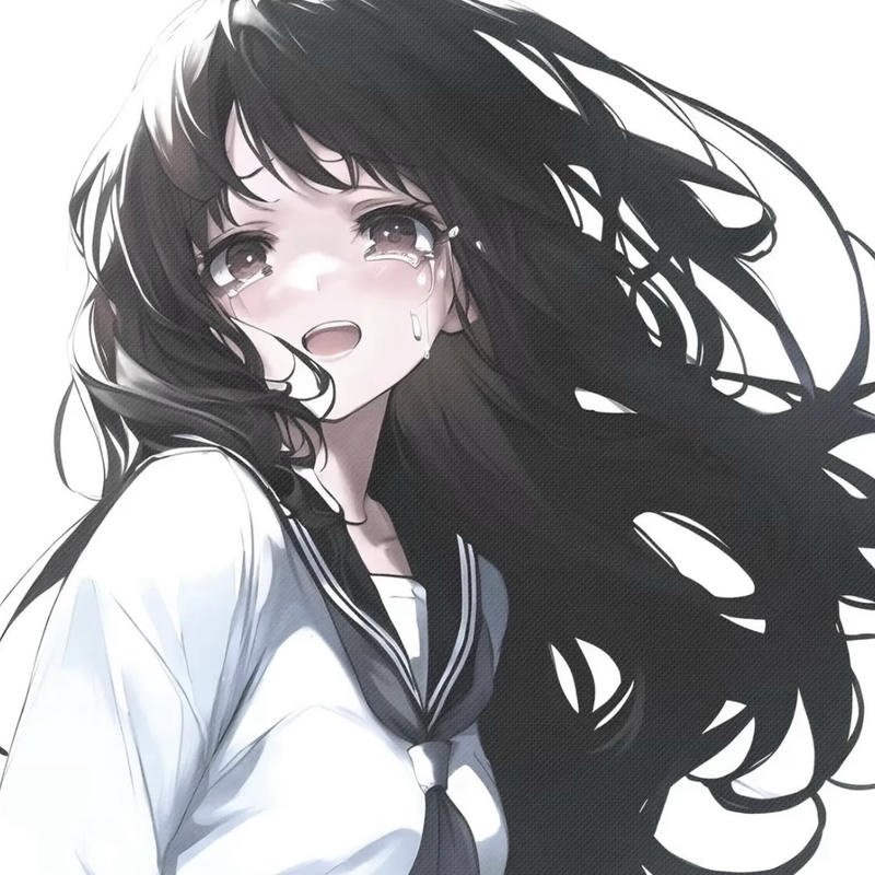 Nhân vật anime nữ buồn thể hiện tâm trạng buồn