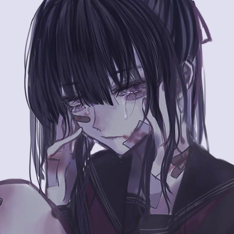 Nhân vật anime nữ buồn với đôi mắt đượm nỗi buồn