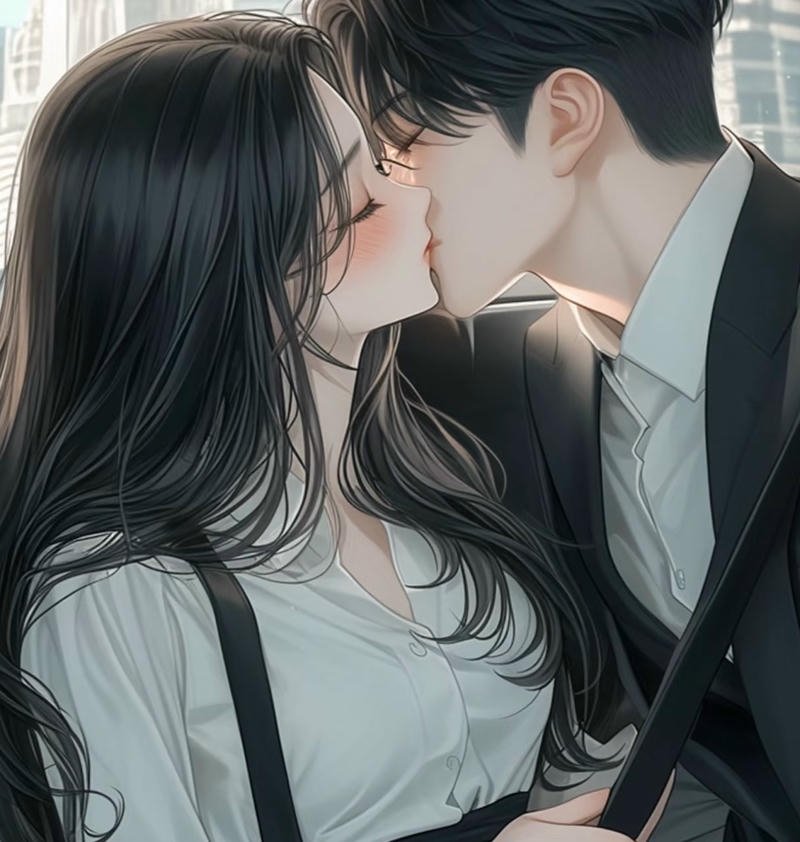 Nhân vật anime trao nụ hôn dưới bầu trời đẹp