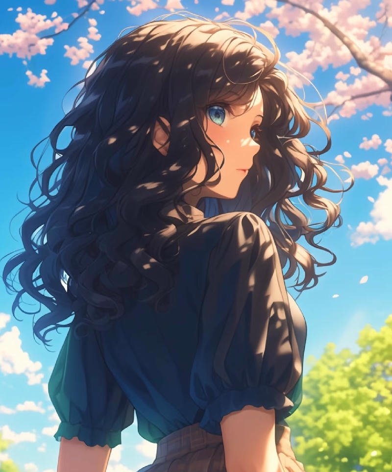 Nhân vật nữ anime quay lưng đầy tâm trạng