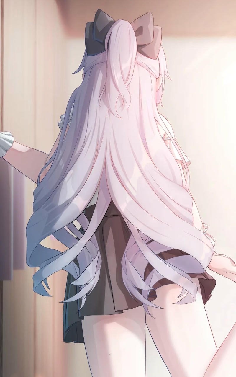 Nhân vật nữ anime quay lưng trong ánh hoàng hôn