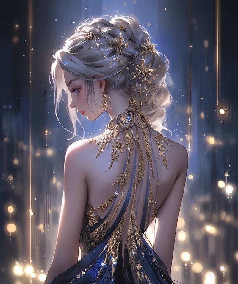 Nhân vật nữ anime quay lưng trong khung cảnh mưa