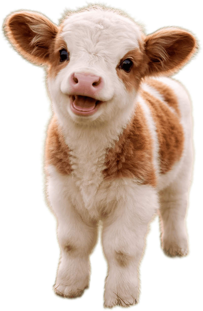 Sticker con vật vui nhộn con bò cười