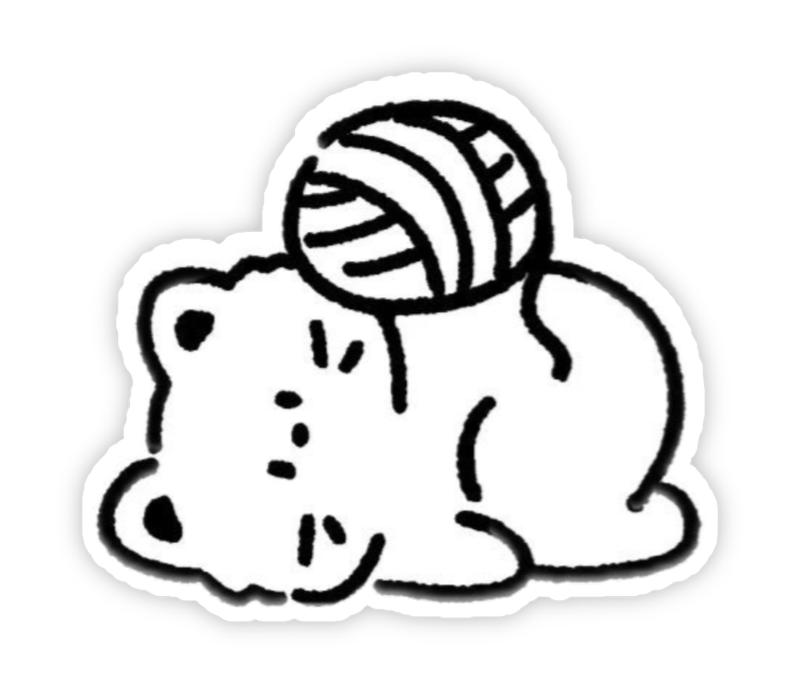 Sticker cute không màu con mèo nghịch cuộn len