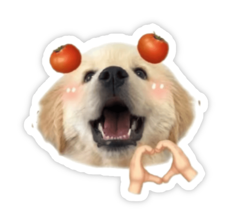 Sticker dễ thương đáng yêu chó con thả tim