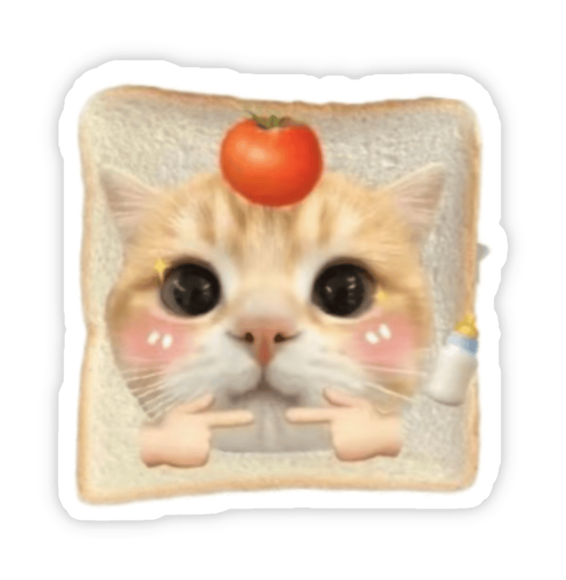 Sticker dễ thương xinh xắn con mèo bánh mì