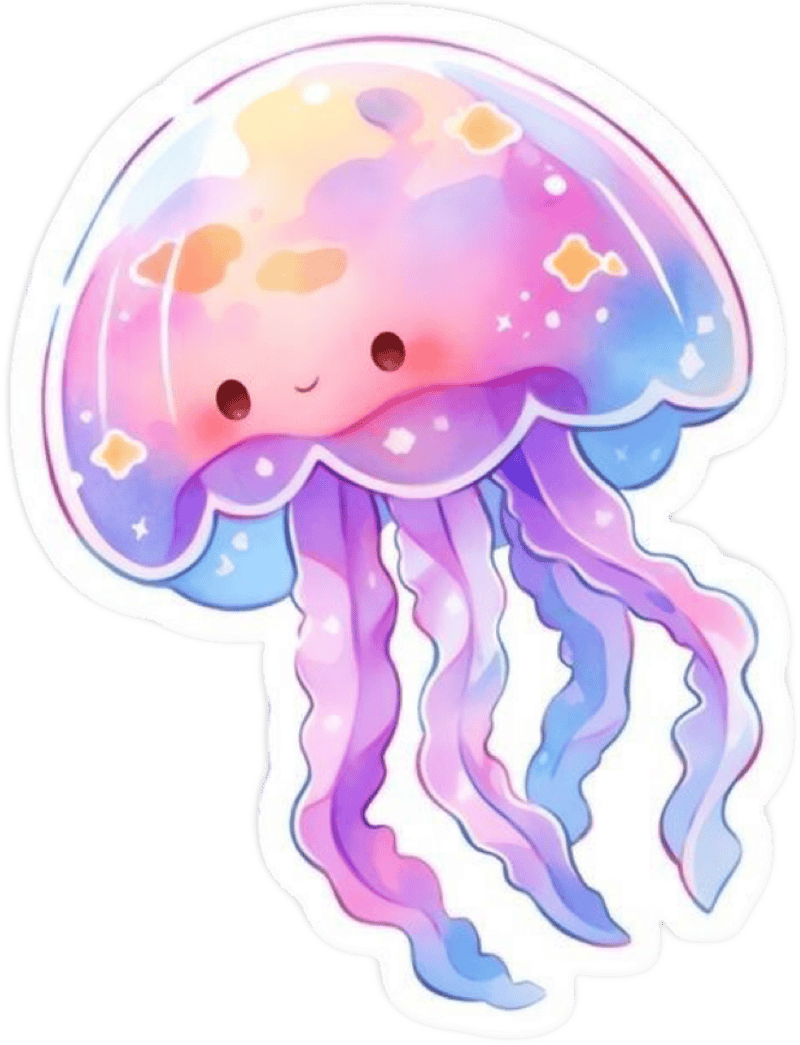 Sticker hình dán con sứa cute xinh xắn