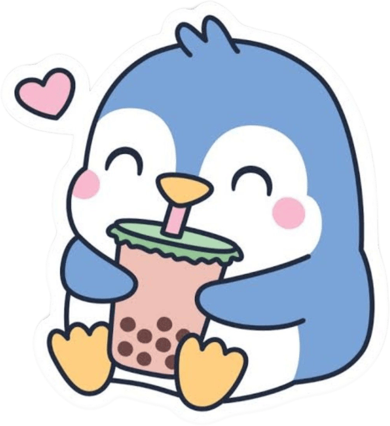 Sticker hình dán cute uống trà sữa