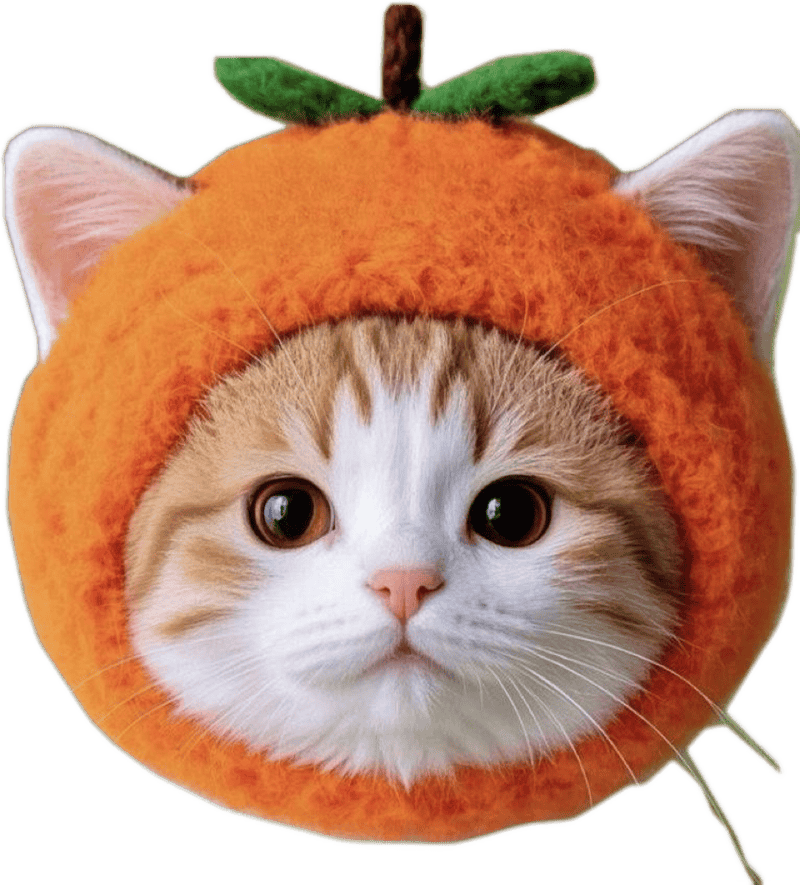 Sticker mèo hài hước mặt xinh đội mũ cam