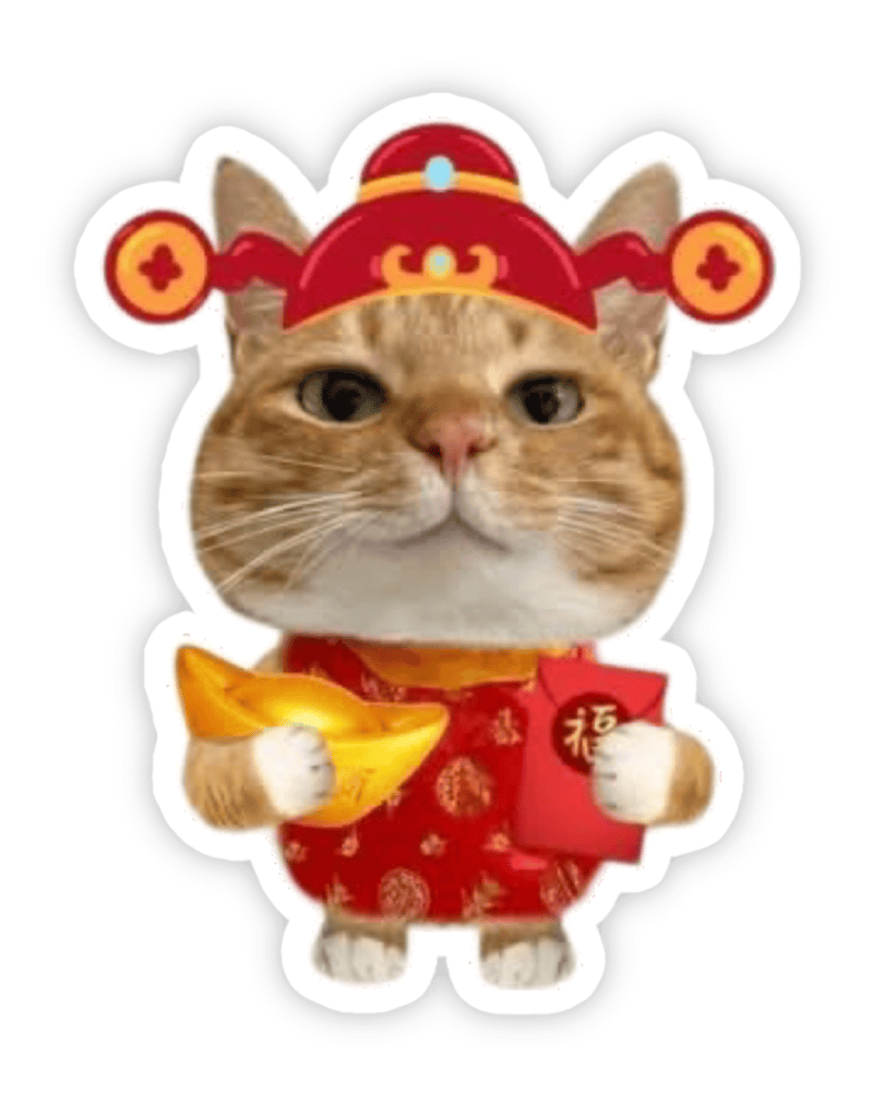 Sticker tết đáng yêu mèo thần tài