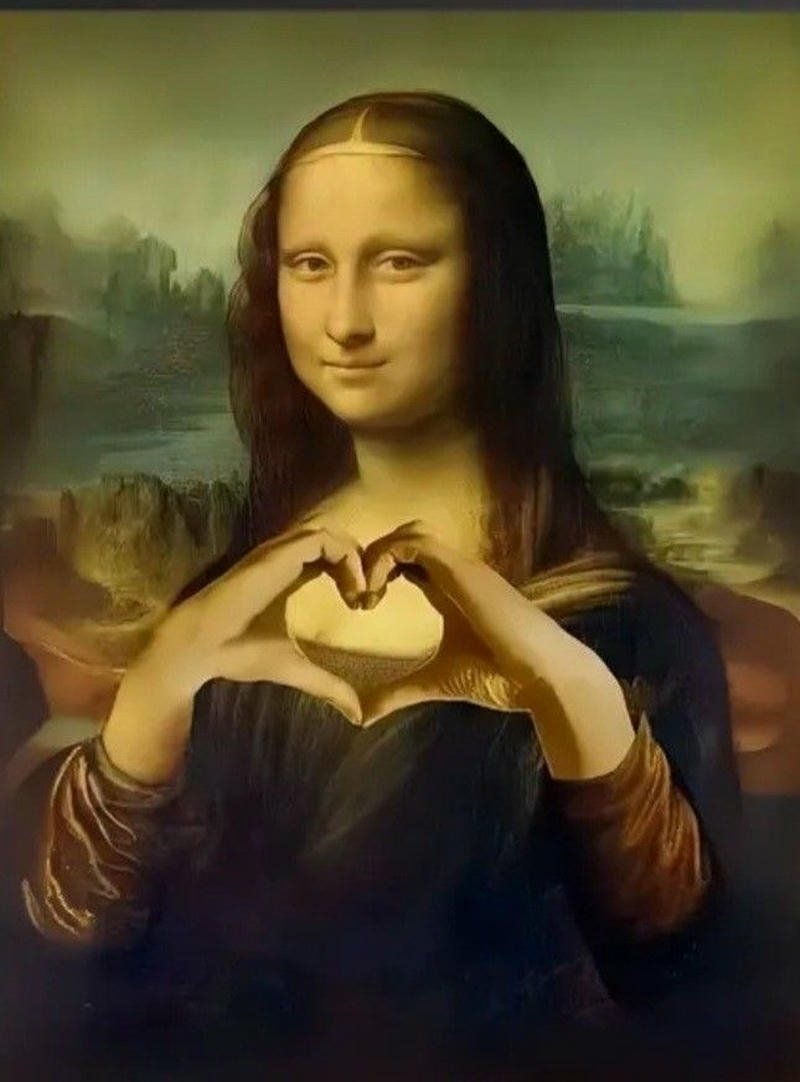 Thả tim cực hài meme Mona lisa