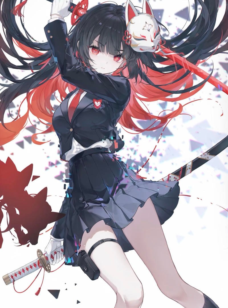 Ảnh anime nữ cầm kiếm phong cách hành động sống động