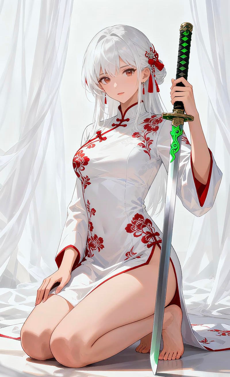 Ảnh anime nữ cầm kiếm tạo hình nhân vật mạnh mẽ