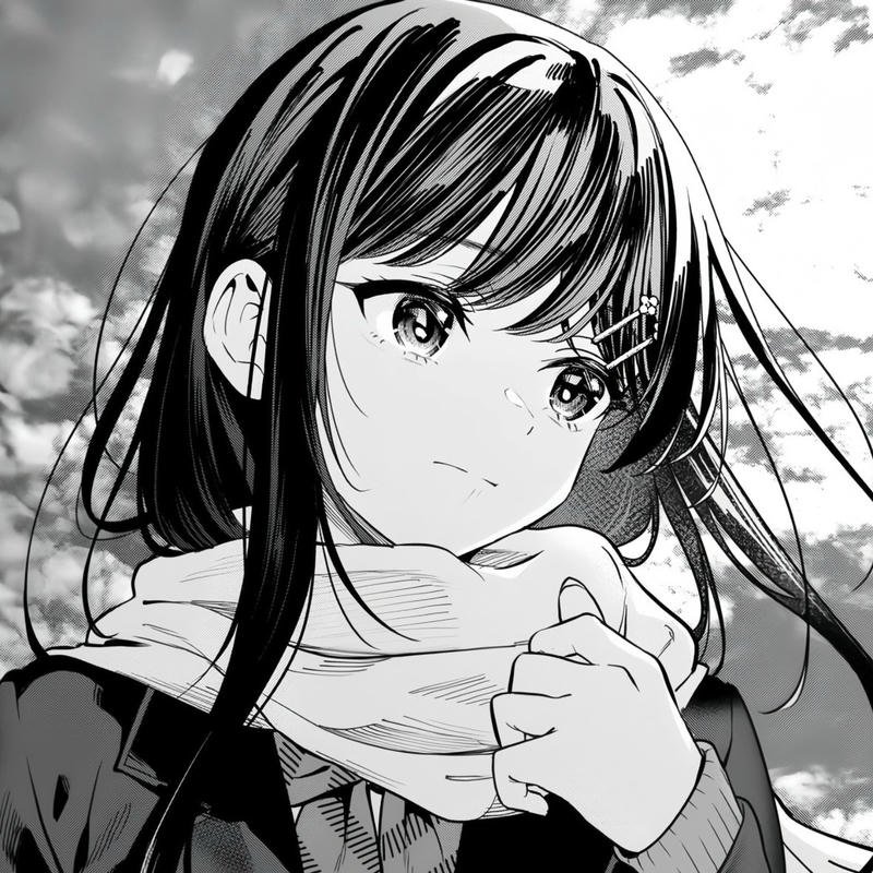 Ảnh anime nữ hai màu với biểu cảm nặng lòng