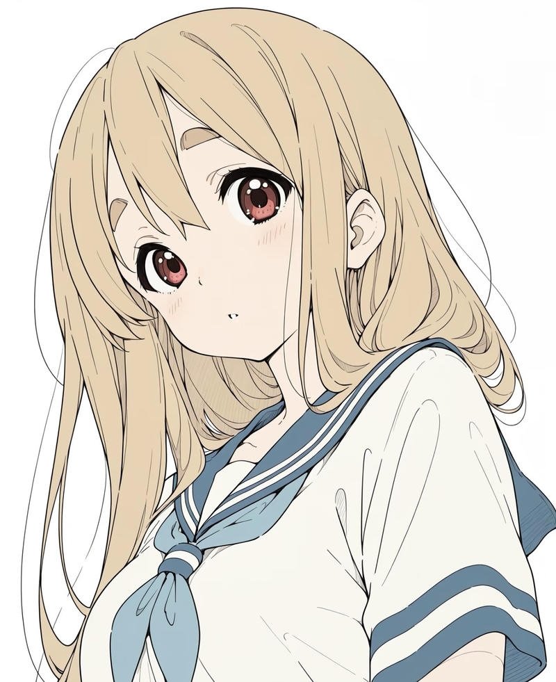 Ảnh anime nữ học sinh với biểu cảm trầm lặng