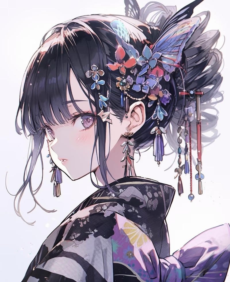 Ảnh anime nữ mặc kimono mang cảm giác nhẹ nhàng