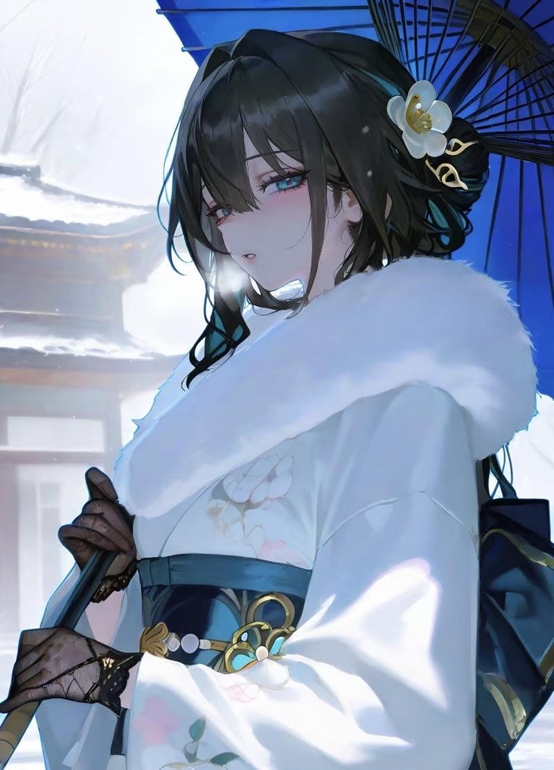 Ảnh anime nữ mặc kimono mang vẻ đẹp nhẹ nhàng