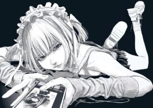 Ảnh anime nữ trắng đen thumbnail