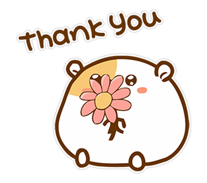 Ảnh sticker cảm ơn chuột cầm bông hoa