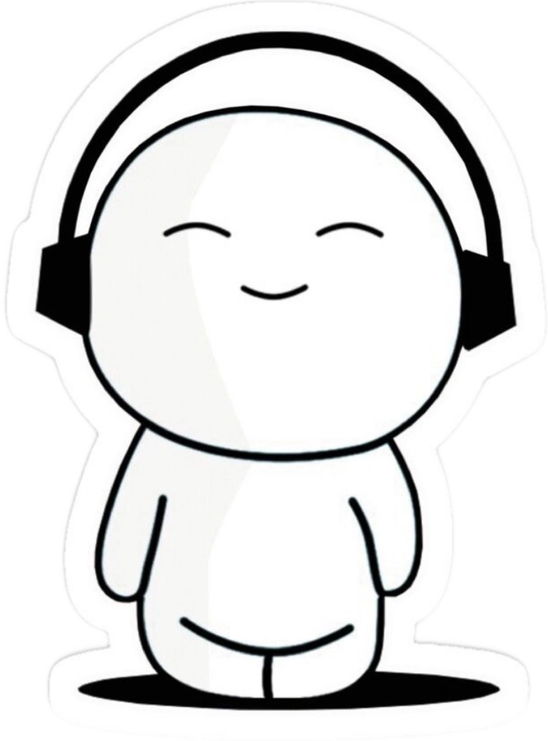 Ảnh sticker nghe nhạc trắng đen cute