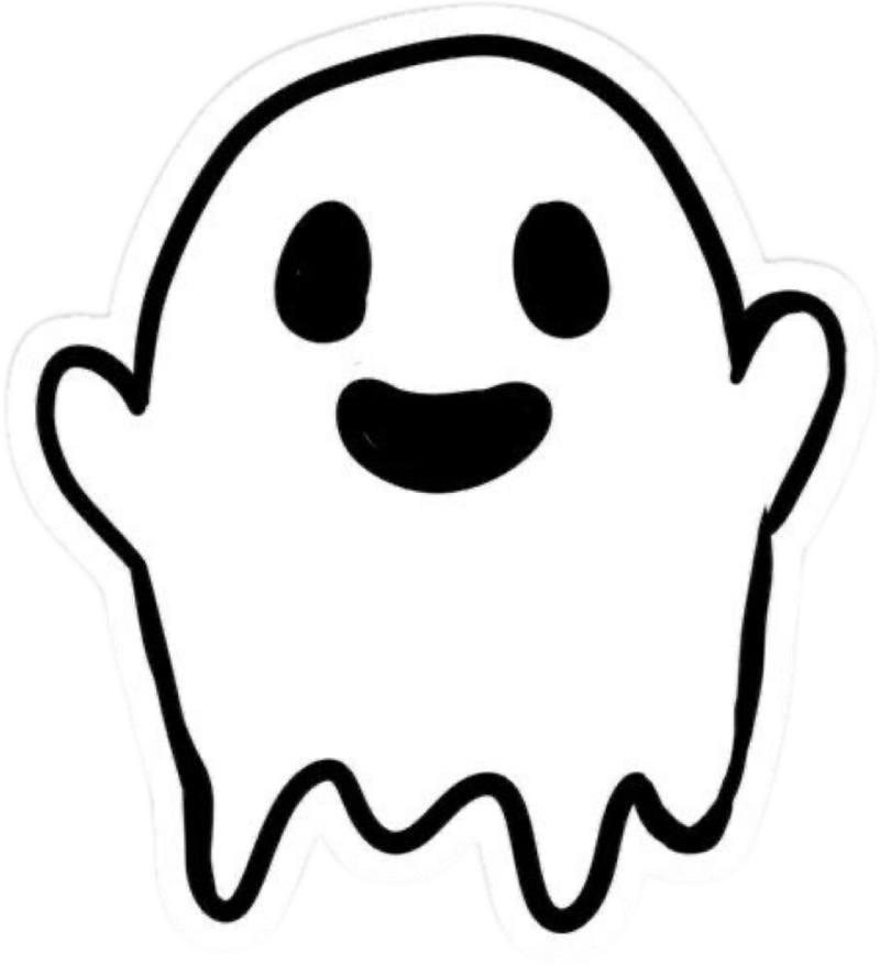 Ảnh sticker trắng đen cute con ma bay lượn