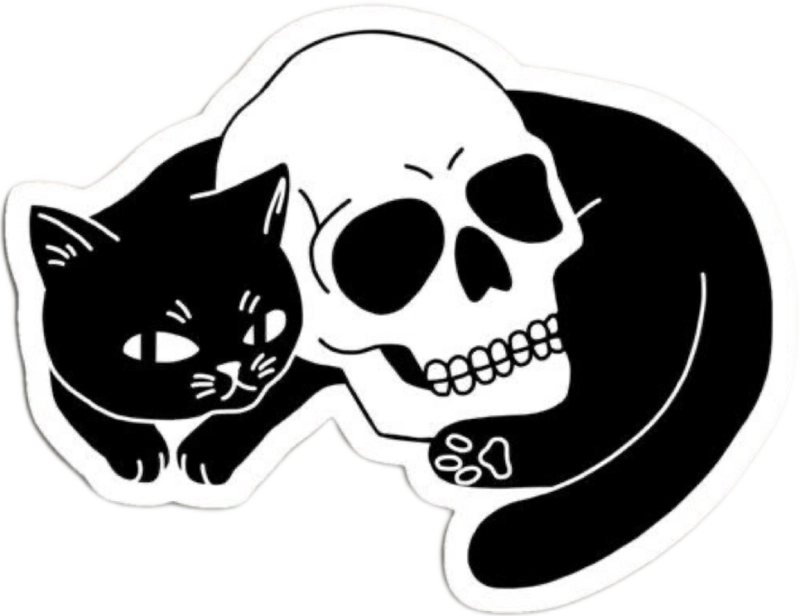 Ảnh sticker trắng đen cute con mèo đen xì