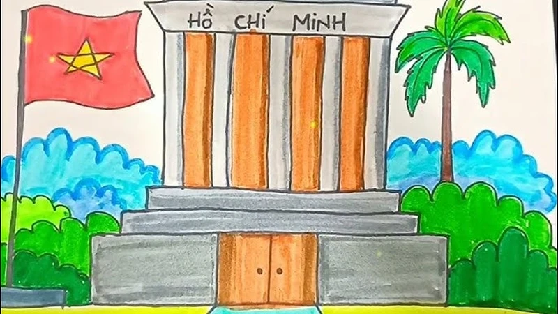 Ảnh vẽ tranh phong cảnh lăng bác hồ đầy ý nghĩa