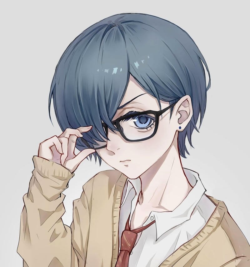 Anime nam đeo kính với phong cách học đường