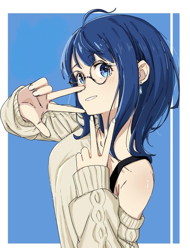 Anime nữ đeo kính với phong cách học đường tinh tế